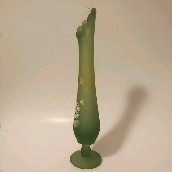 Vtg Westmoreland Swung Vase Satin Art Glass Green main image 0
